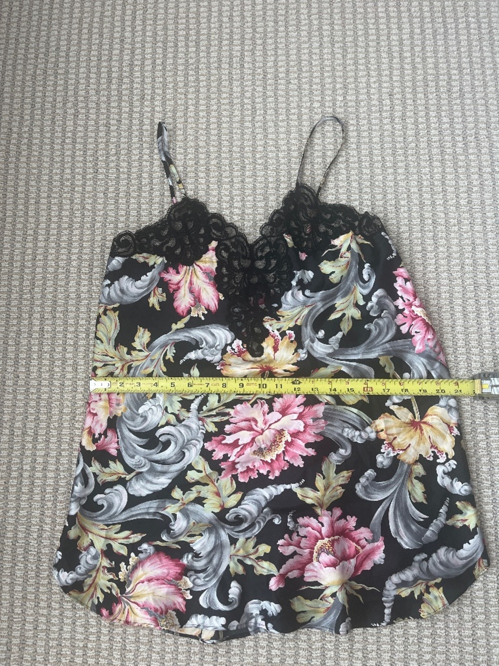 Natori Black Floral Chemise Nightgown Slip Dress Size L - Picture 7 of 8